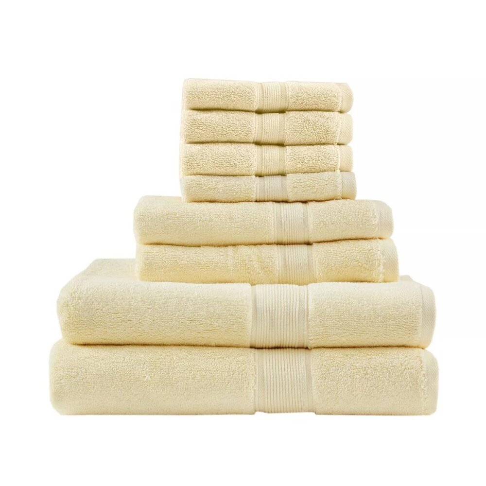 Madison Park 8 Piece Cotton Towel Set NEW Open Box item Yellow